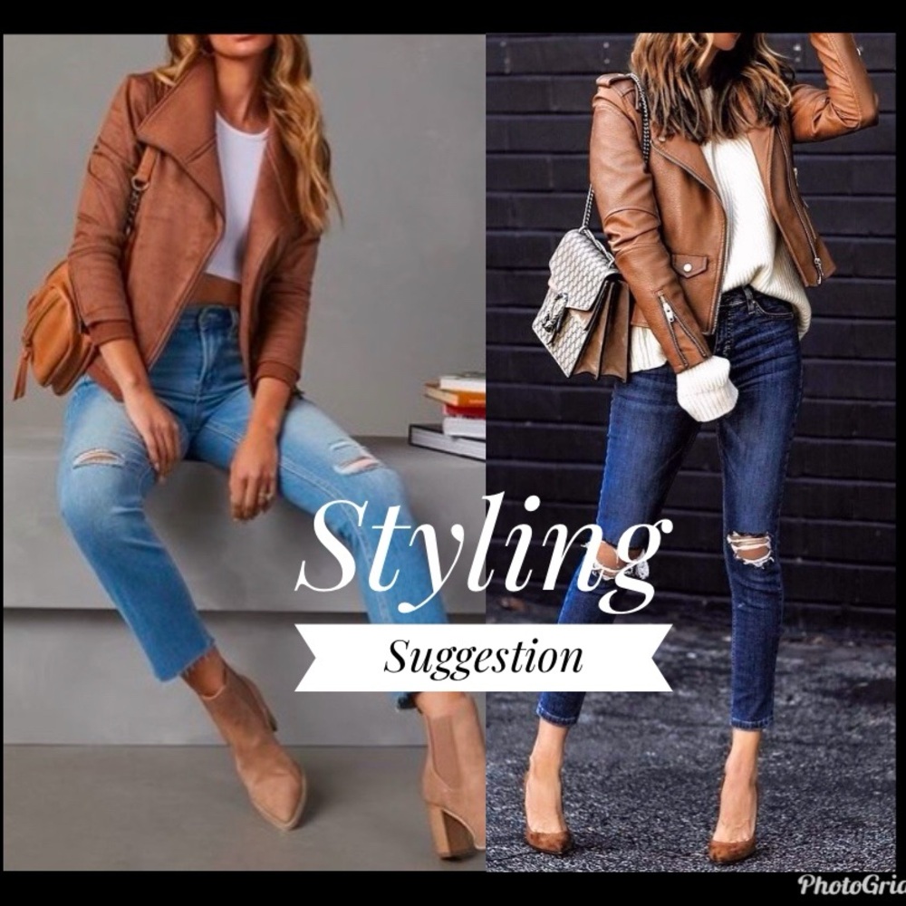Leather MOTO Jacket, Soft Mixed Media ⭐️ GORGEOUS - Picture 6 of 15